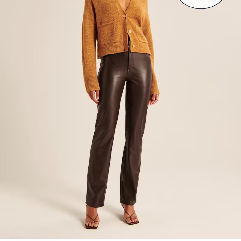 NWT Abercrombie 90s Straight Ultra High Rise Leather Pants